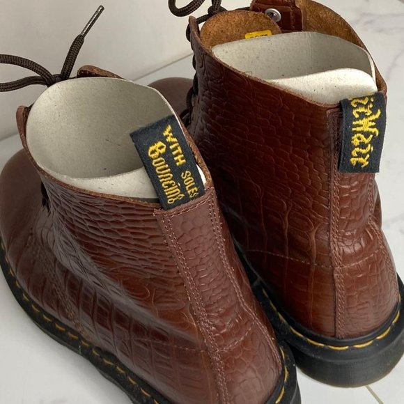 Dr. Martens CROC Pascal Dark Brown Vibrance Croco Leather Combat Boots 10 UK 43 - Picture 7 of 12